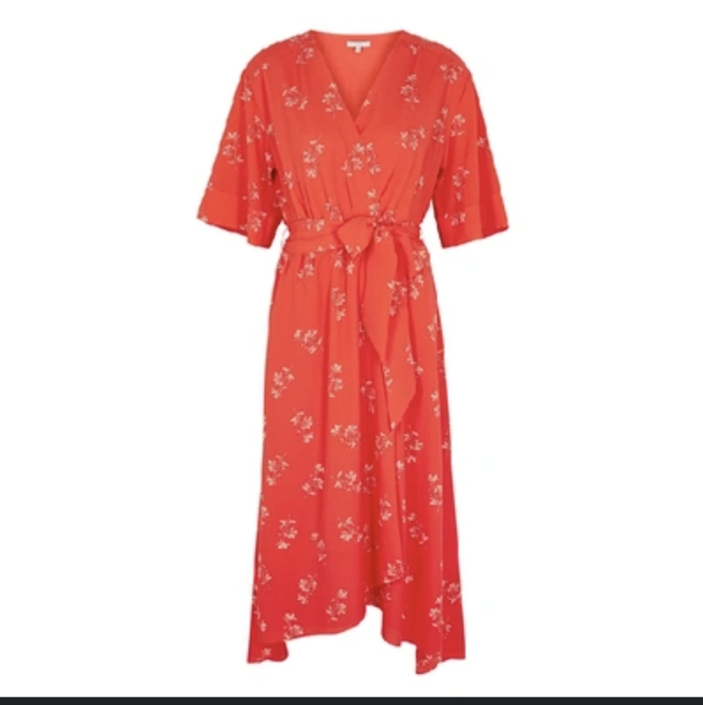 Joie Red Floral Long-Sleeve Wrap Maxi Dress